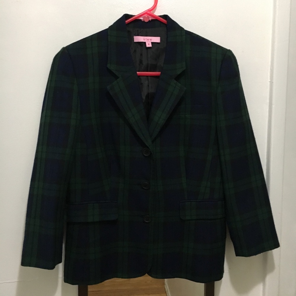 Retro Plaid Green / Blue Blazer